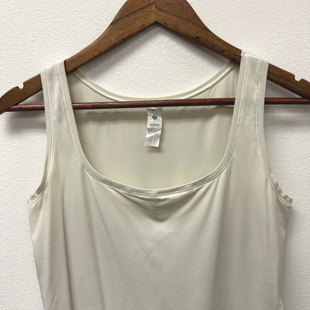 Lululemon Wundermost Ultra‎ Soft Nulu Square Neck Sleeveless Bodysuit Bone L